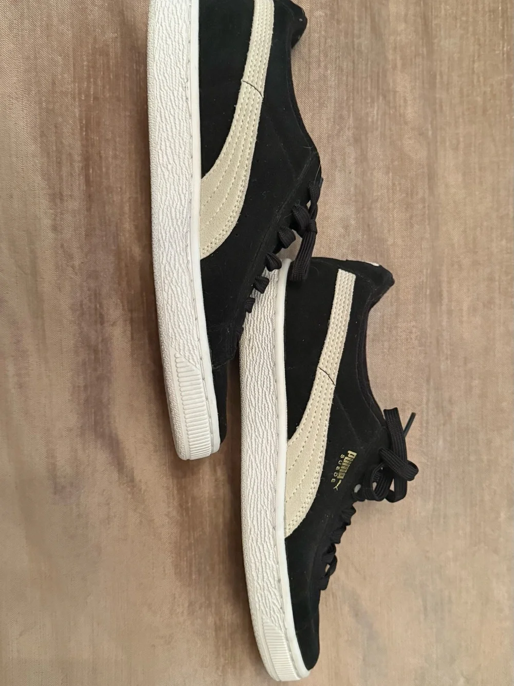 Puma Black Suede Sneakers with Cream Formstripe